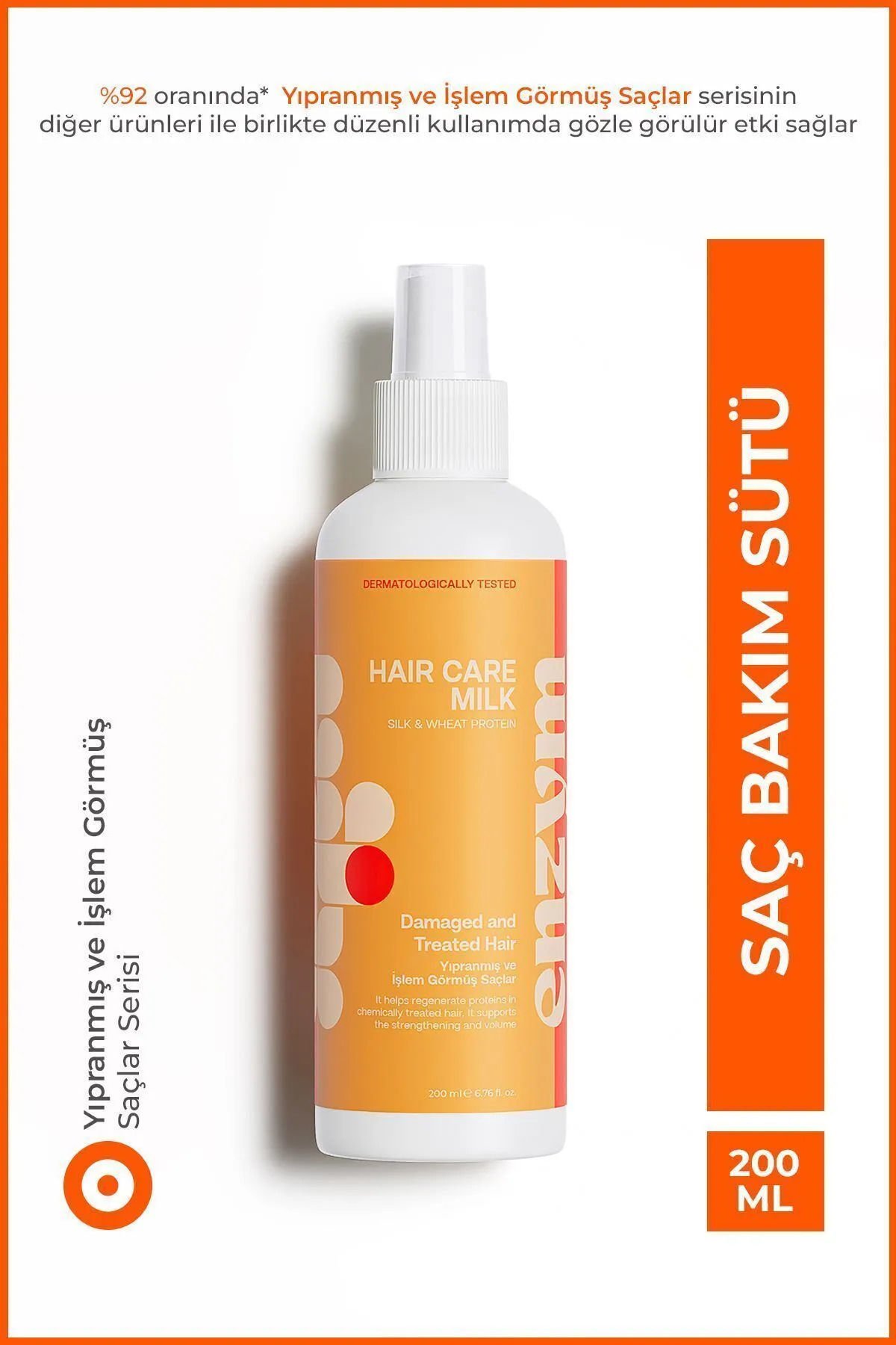 ENZYM COSMETICS Kuru, Yıpranmış Ve Işlem Görmüş Saçlara Özel Saç Bakım Sütü Sprey 200 ml