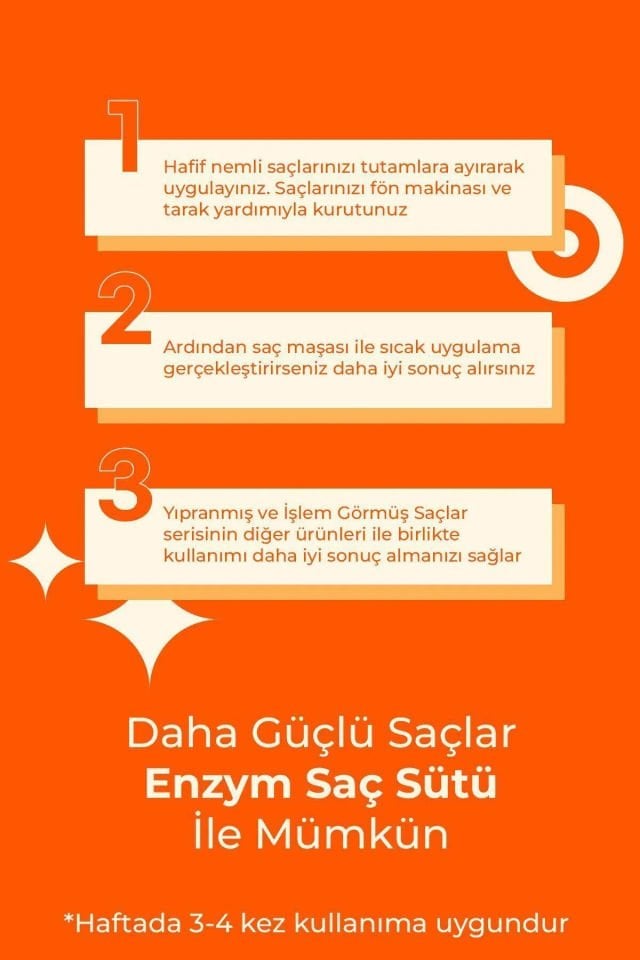 ENZYM COSMETICS Kuru, Yıpranmış Ve Işlem Görmüş Saçlara Özel Saç Bakım Sütü Sprey 200 ml