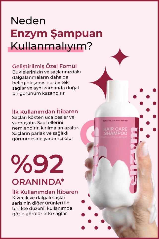 ENZYM COSMETICS Kıvırcık ve Dalgalı saçlar için Saç Bakım Şampuanı 400 ml (bukle belirginleştirici)