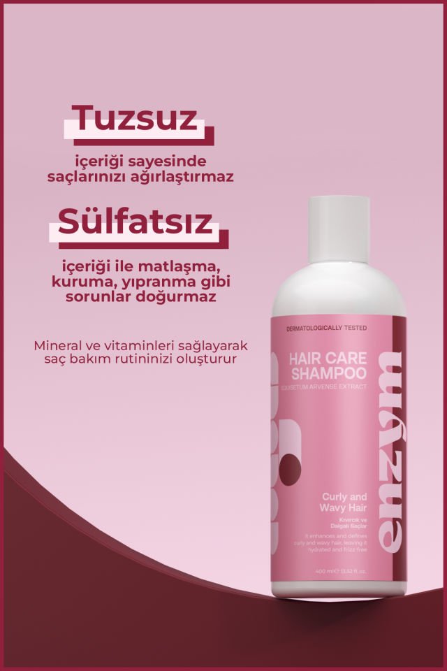 ENZYM COSMETICS Kıvırcık ve Dalgalı saçlar için Saç Bakım Şampuanı 400 ml (bukle belirginleştirici)