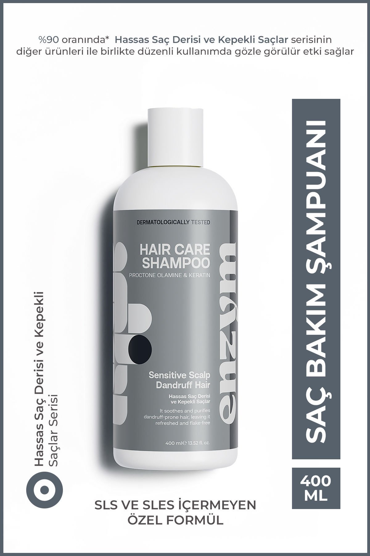 ENZYM COSMETICS Hassas Saç Derisi Ve Kepekli Saçlara Özel Kepek Önleyici Şampuanı 400 ml