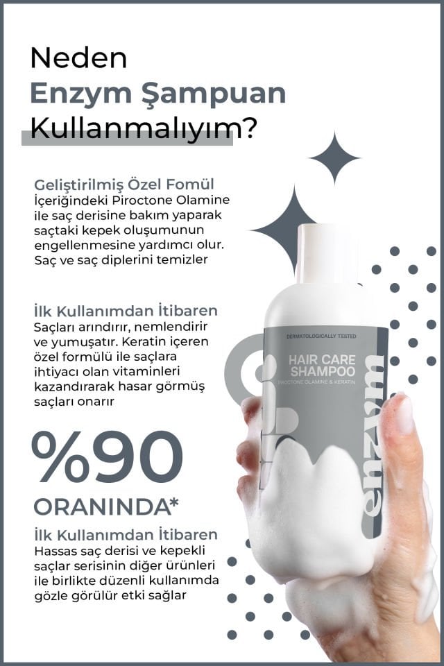 ENZYM COSMETICS Hassas Saç Derisi Ve Kepekli Saçlara Özel Kepek Önleyici Şampuanı 400 ml