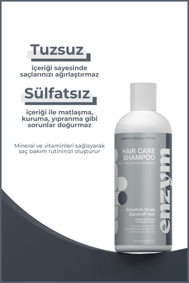 ENZYM COSMETICS Hassas Saç Derisi Ve Kepekli Saçlara Özel Kepek Önleyici Şampuanı 400 ml
