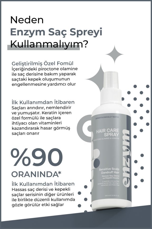ENZYM COSMETICS Hassas Saç Derisi Ve Kepekli Saçlara Özel Kepek Önleyici Sprey 200 ml