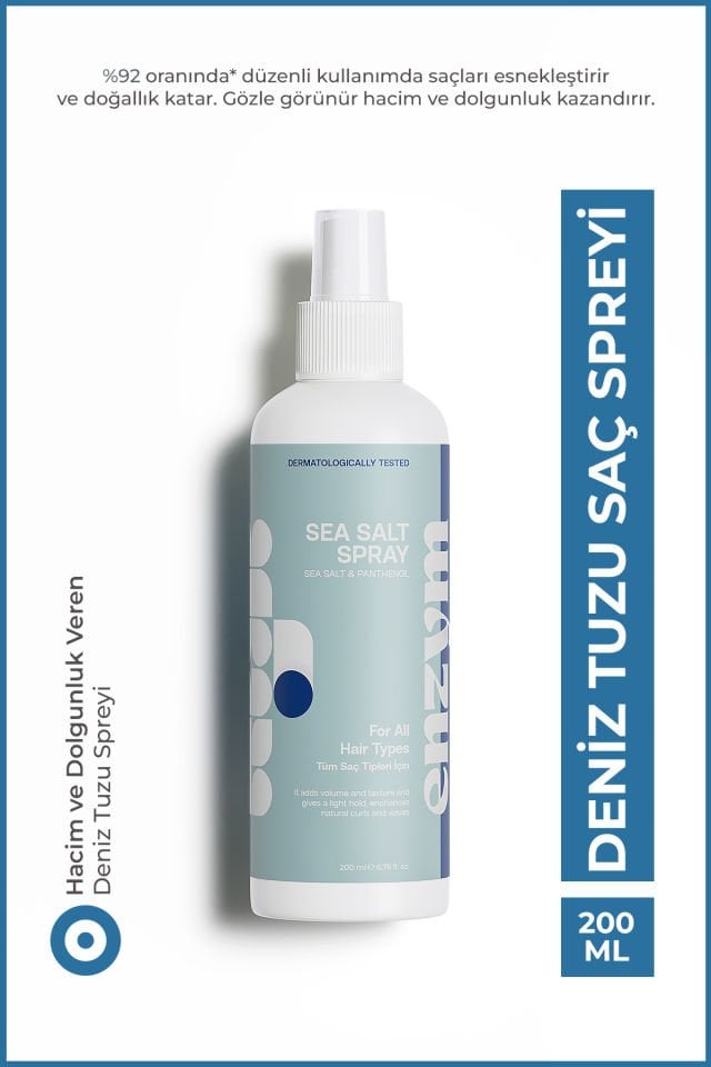 ENZYM COSMETICS Hacim Ve Dolgunluk Veren, Saç Şekillendirici Deniz Tuzu Saç Bakım Spreyi 200 ml