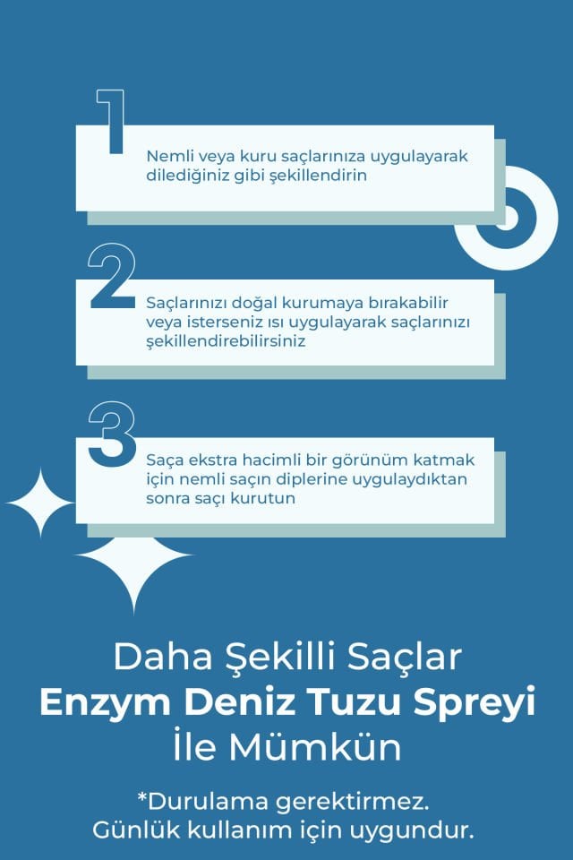 ENZYM COSMETICS Hacim Ve Dolgunluk Veren, Saç Şekillendirici Deniz Tuzu Saç Bakım Spreyi 200 ml