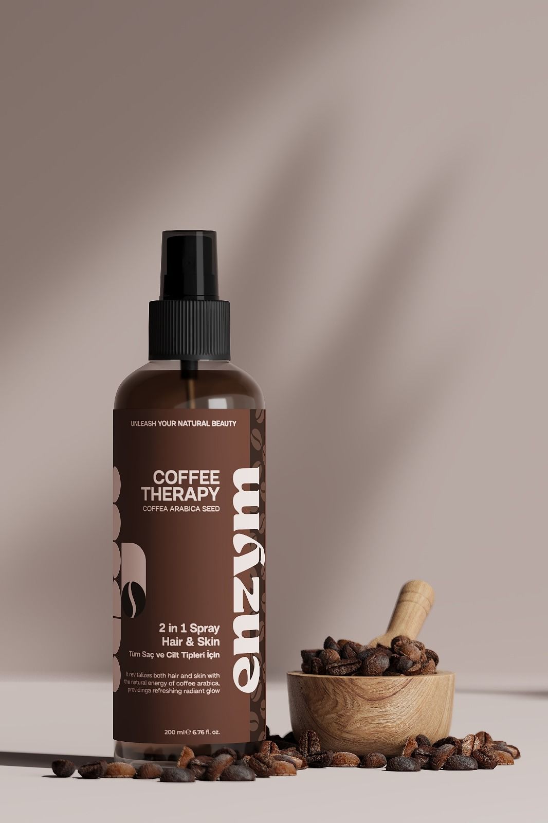 ENZYM COSMETICS Doğal Kahve Toniği Saç (dökülme karşıtı, onarıcı) ve Cilt Bakımı (ton eşitleme, antioksidan) 200 ml