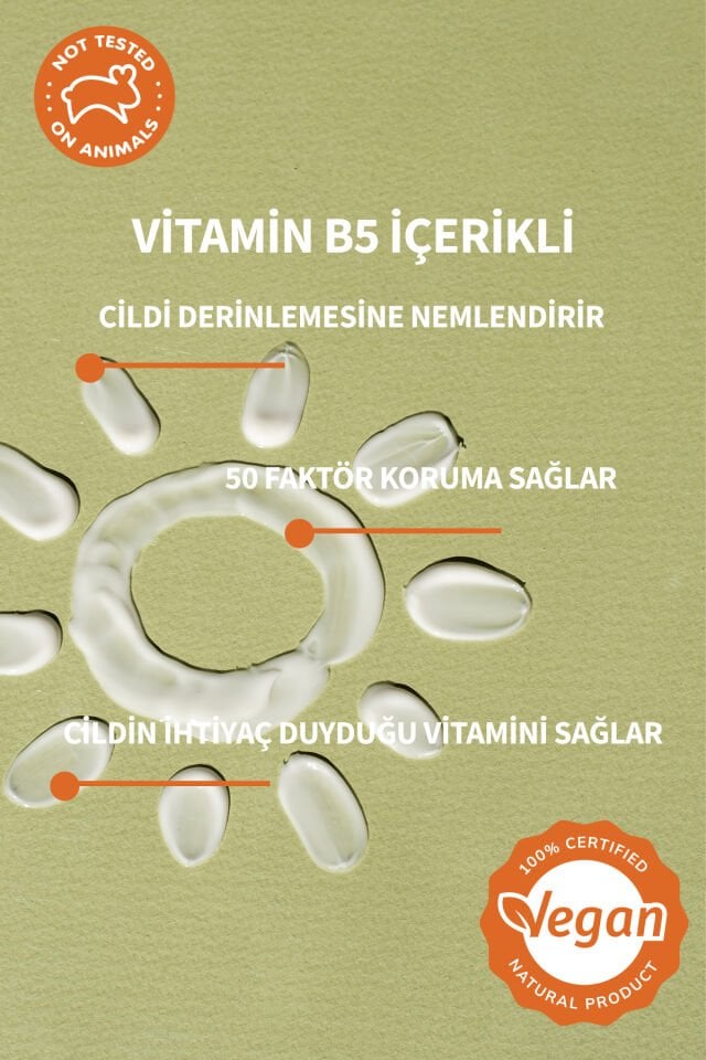 Lucille Güneş Kremi 50 SPF -UVA+UVB ( Özel Vitamin B5 İçerikli ) - 50 Ml
