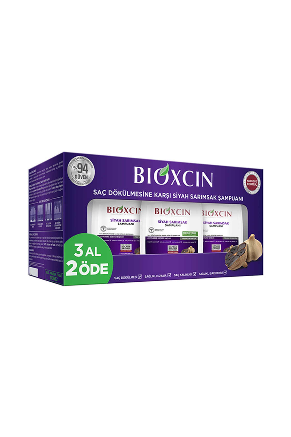 Bioxcin Siyah Sarımsaklı Şampuan 3'Lü